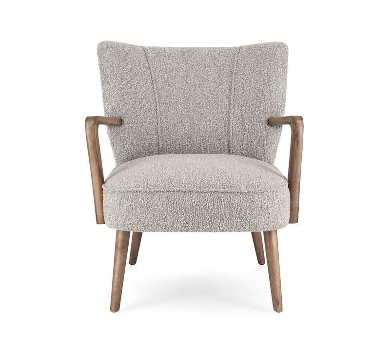 Fauteuil Crapaud à Accoudoirs En Tissu Bouclette Gris - Jim