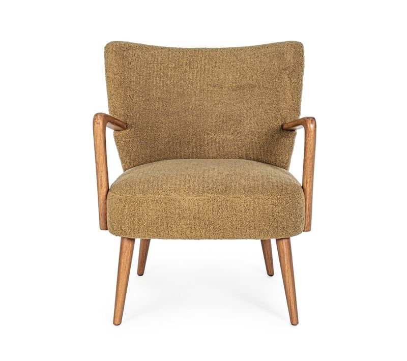 Fauteuil Crapaud à Accoudoirs En Tissu Peluche - Jim