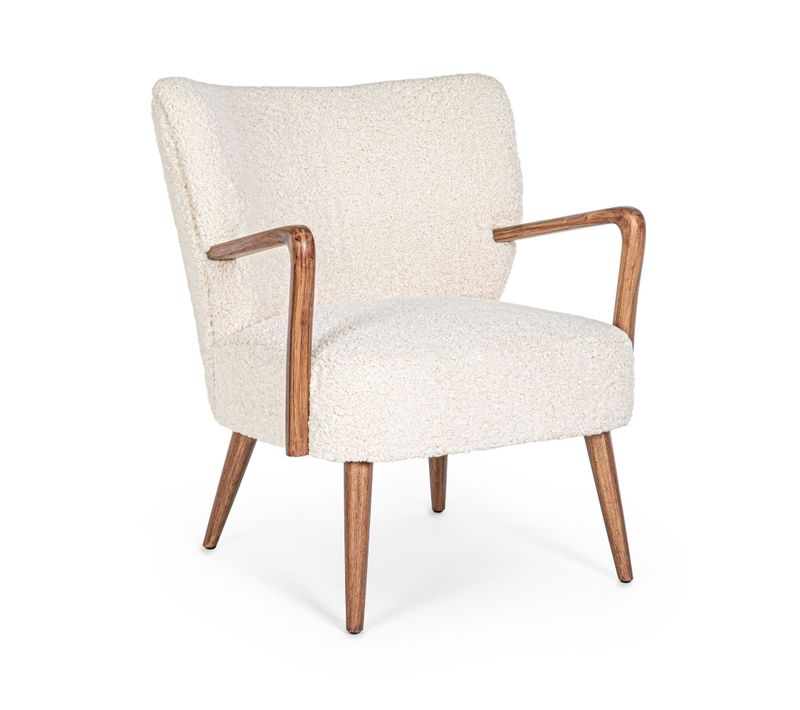 Fauteuil Crapaud à Accoudoirs En Tissu Peluche - Jim