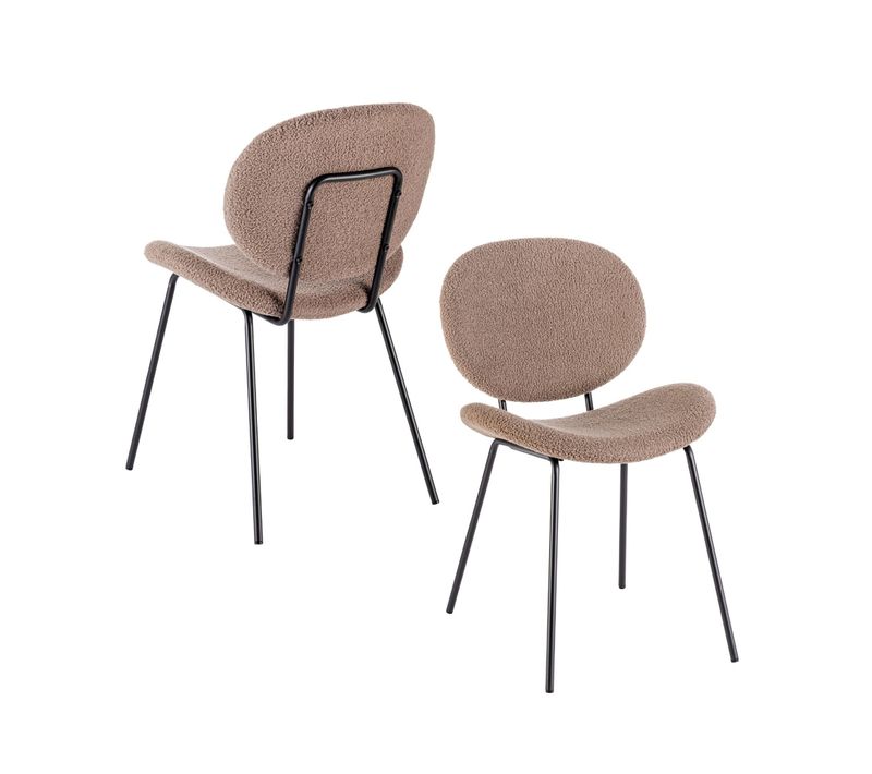 Chaises De Salle à Manger Design En Tissu Bouclette (lot De 2) - Kim