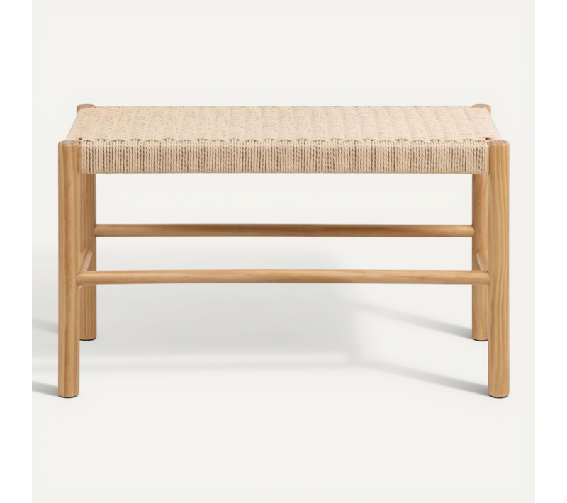 Bout De Lit En Bois Et Assise Tressée L80 - Theo