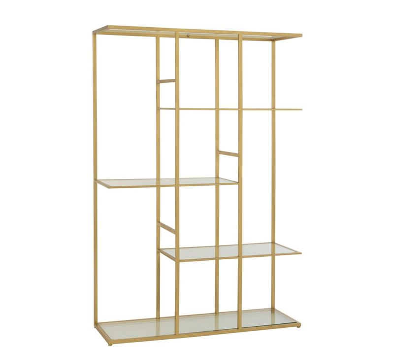 Etagère Bibliothèque Asymétrique En Verre Et Métal Doré - Babel