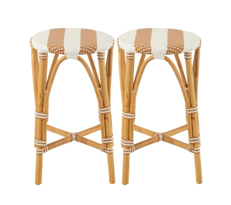 Tabourets De Bar Parisiens Assise Tressée Rayures (lot De 2) - Montmartre