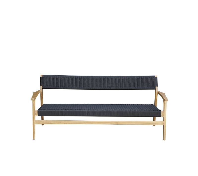 Banc De Jardin En Teck Massif Et Cordage 165cm Noir Manille