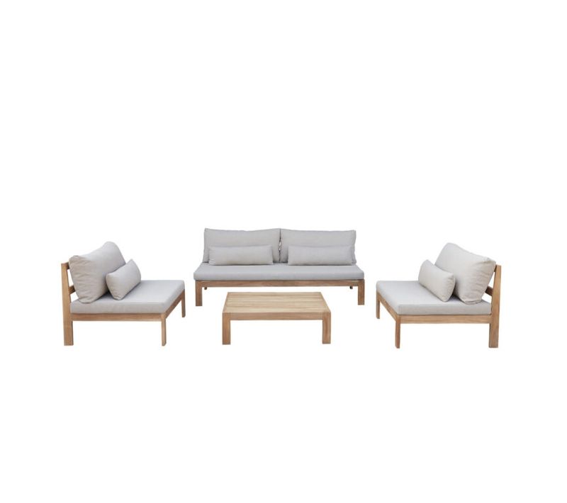 Salon De Jardin 4/6 Places En Teck Massif Taupe Touquet