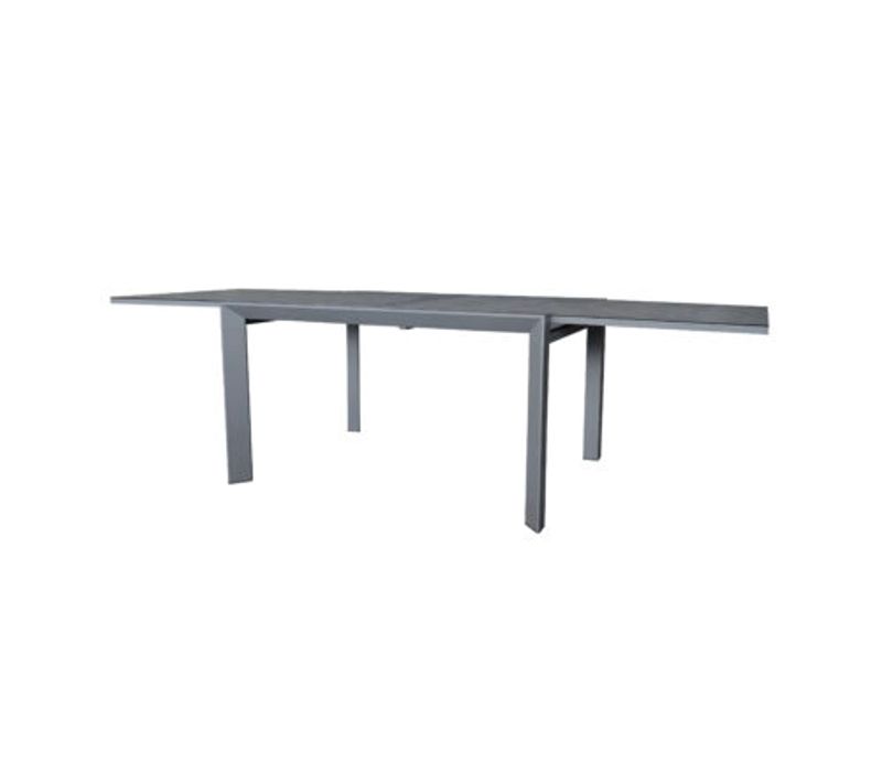 Table De Jardin 6/10p En Aluminium Et Plateau En Verre Gris Modulo