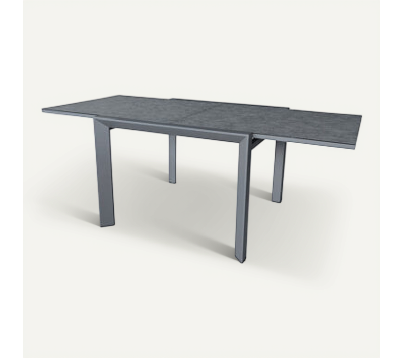 Table De Jardin 4/8p En Aluminium Et Plateau En Verre Gris Modulo