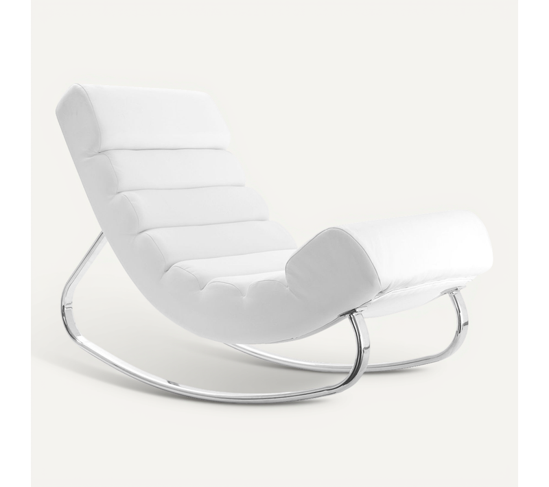 Rocking Chair Design Blanc Et Acier Chromé Taylor