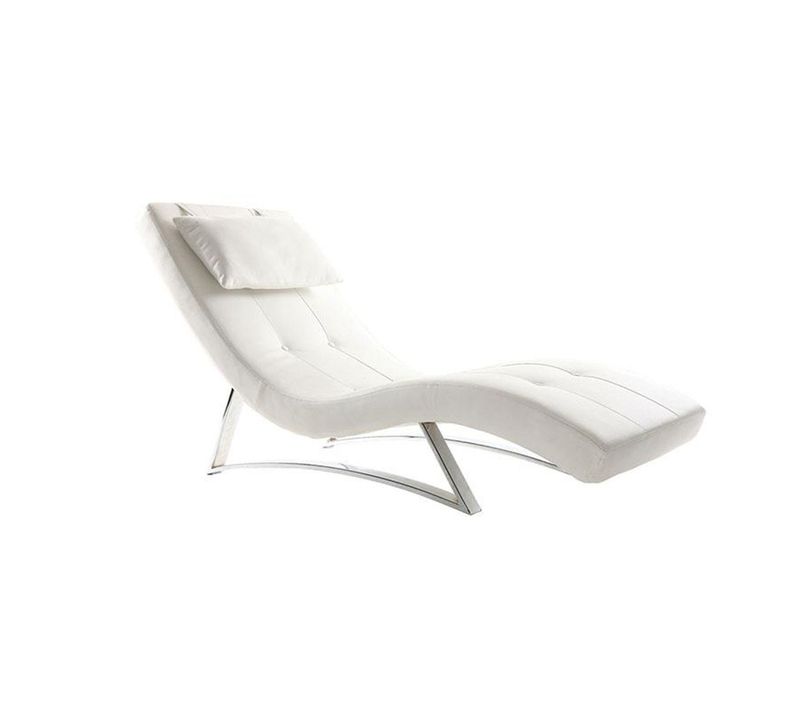 Chaise Longue Design Blanc Et Acier Chromé Barty
