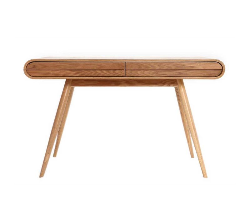Bureau Avec Rangements 2 Tiroirs Scandinave Bois Clair L120 Cm Bjorg