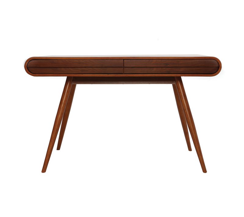 Bureau Avec Rangements 2 Tiroirs Vintage Bois Foncé Noyer L120 Cm Bjorg