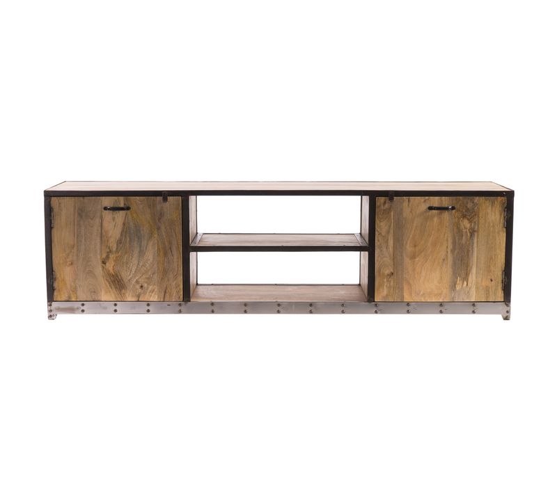 Meuble TV Industriel En Bois Manguier Massif L178 Cm Industria