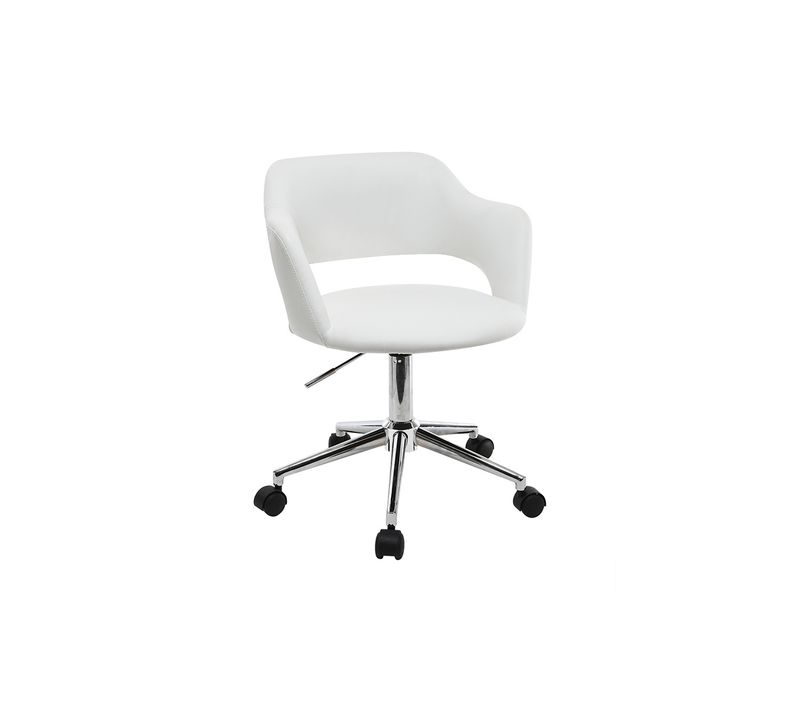 Chaise De Bureau à Roulettes Design Blanc Et Acier Chromé Jessy