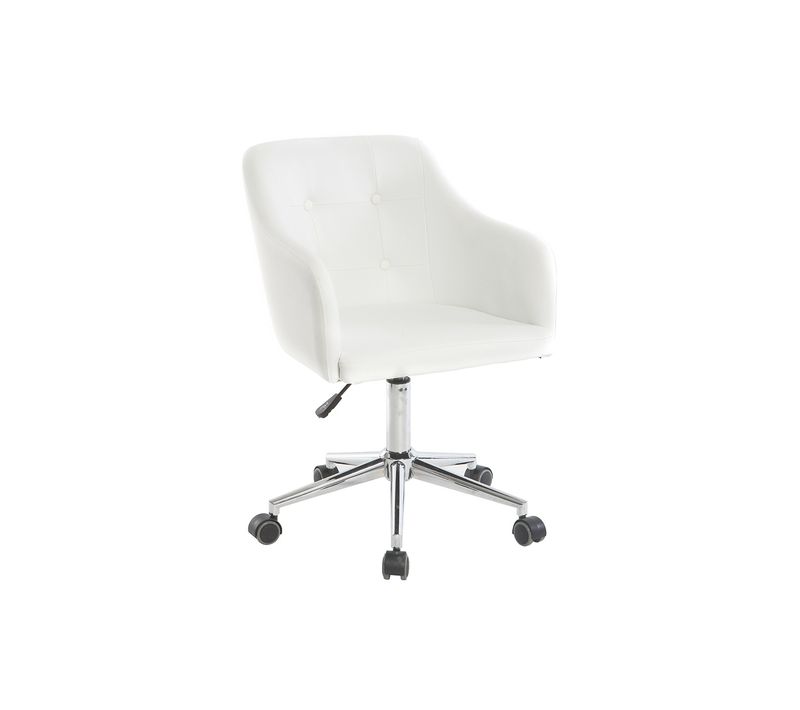 Chaise De Bureau à Roulettes Design Blanc Et Acier Chromé Baltik
