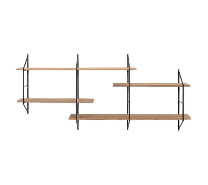 Etagère Murale XL Modulable En Bois Clair Et Métal Noir L191 Cm Bridge