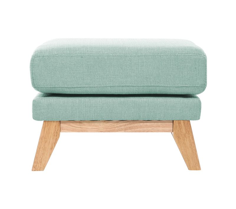 Pouf Repose-pieds Déhoussable Scandinave En Tissu Vert Lagon Et Bois Clair Oslo