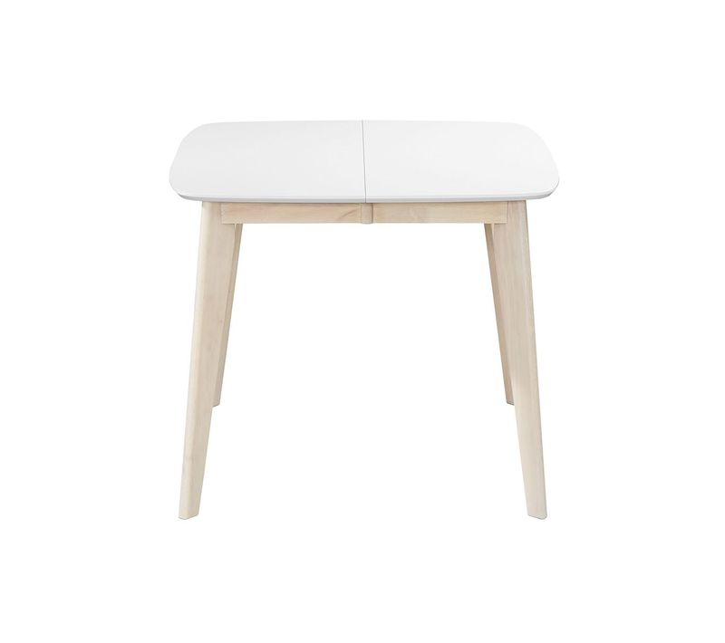 Table à Manger Extensible Scandinave Carrée Blanche Et Bois L90-130 Cm Leena