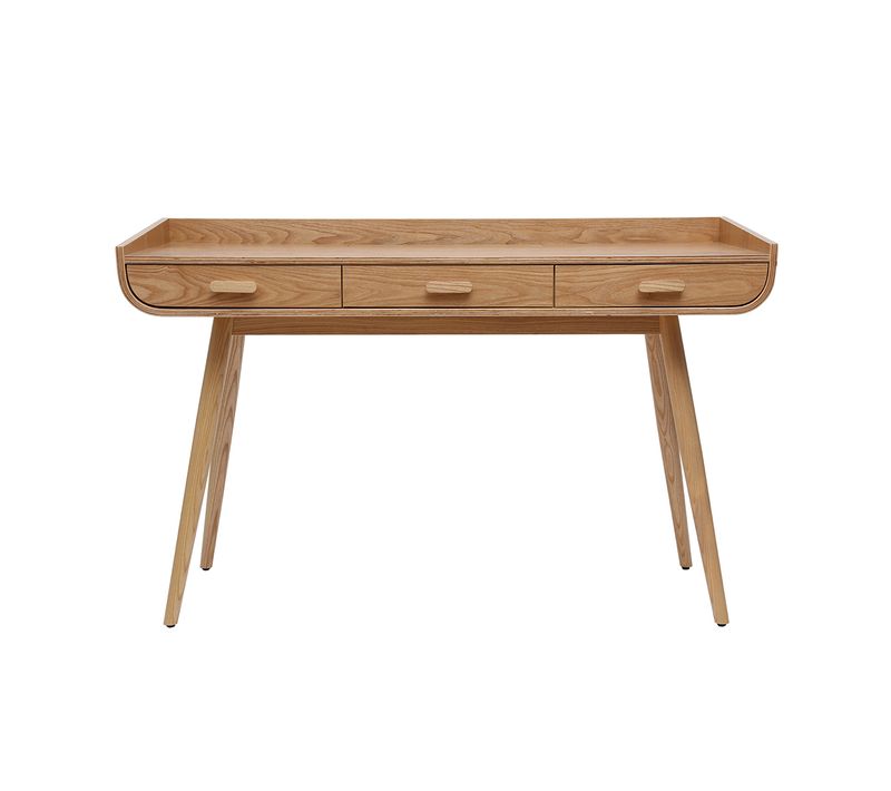 Bureau Avec Rangements 3 Tiroirs Scandinave Bois Clair L132 Cm Hallen