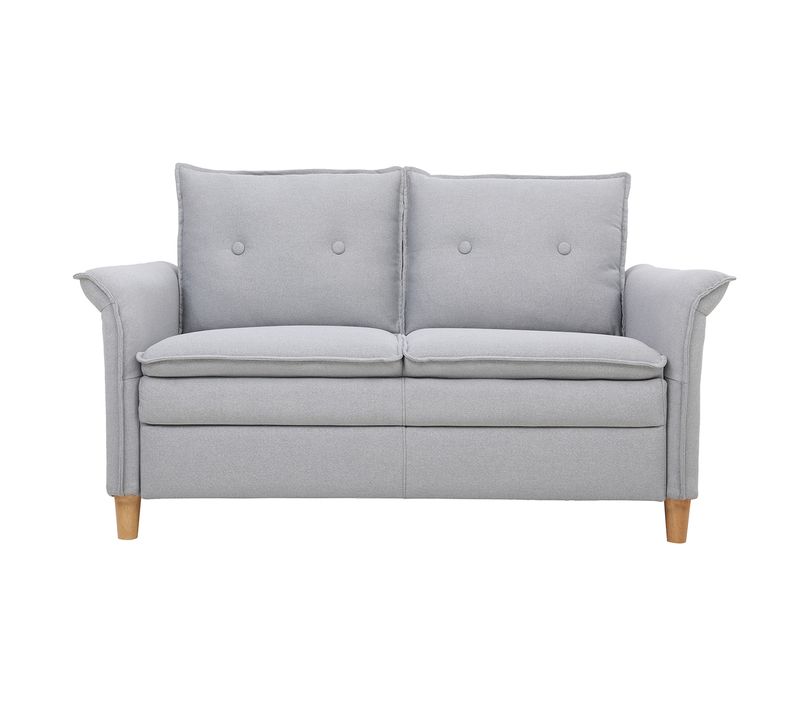 Canapé Scandinave 2 Places En Tissu Gris Clair Et Bois Clair Cliff