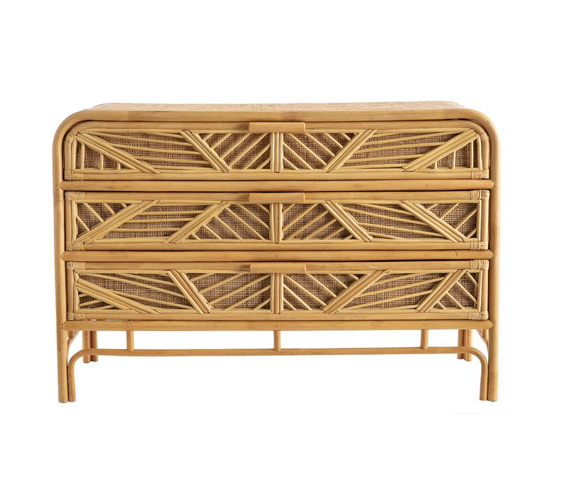 Commode Vintage En Rotin 3 Tiroirs L120 Cm Galon