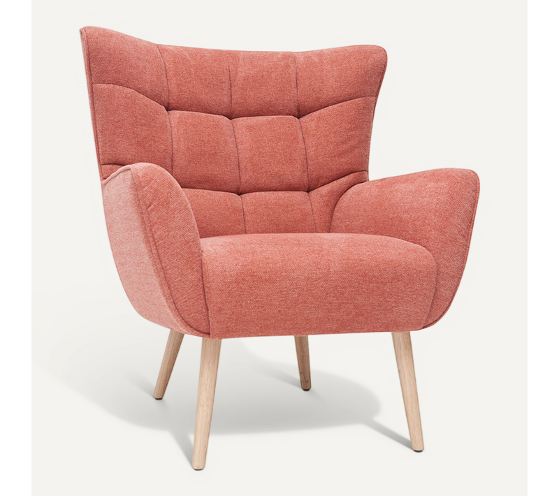 Fauteuil Scandinave En Tissu Effet Velours Texturé Terracotta Avery - Miliboo et Stéphane Plaza