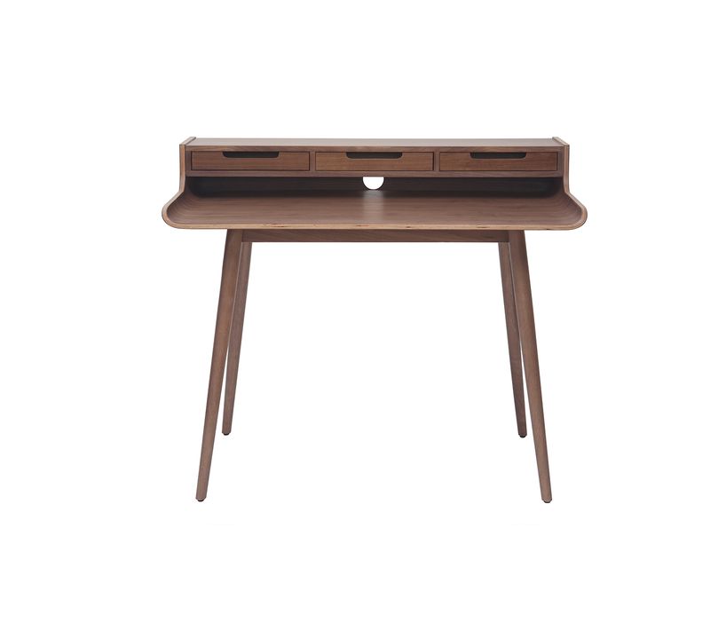 Bureau Avec Rangements Vintage Bois Foncé Noyer L110 Cm Opus