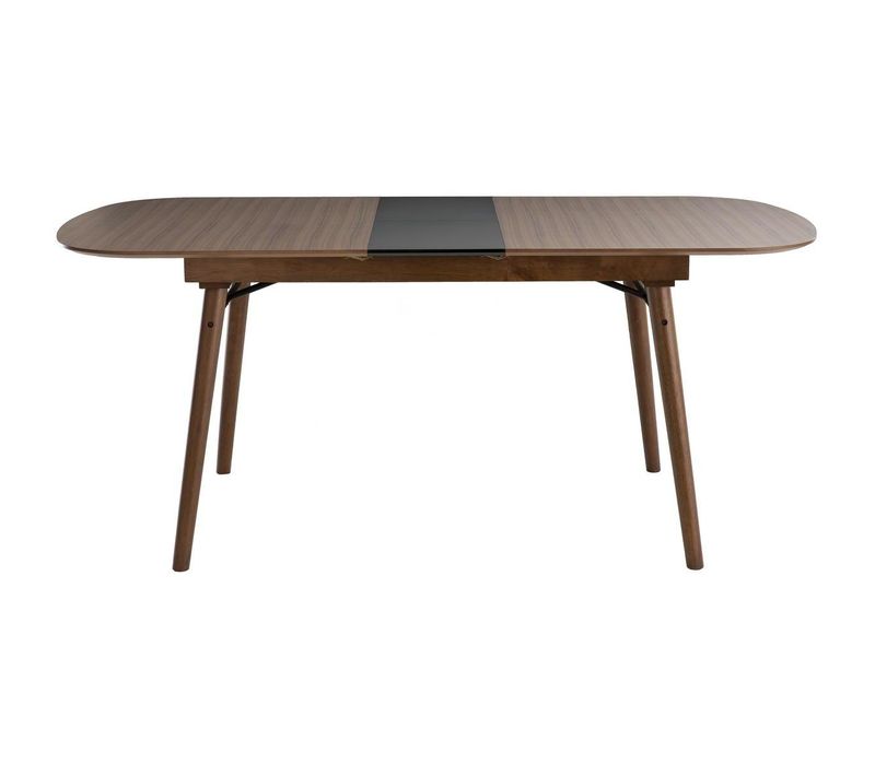 Table Extensible Rallonges Intégrées Rectangulaire En Bois Foncé Noyer L150-180 Cm Sheldon