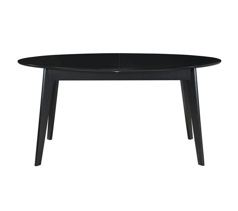 Table Extensible Rallonges Intégrées Ovale En Bois Noir L160-200 Cm Marik