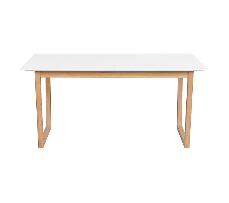 Table à Manger Extensible Rallonges Intégrées En Bois Clair Et Blanc Rectangulaire L160-240 Cm Laho