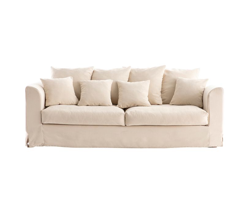 Canapé Déhoussable 3 Places En Tissu Écru Fever
