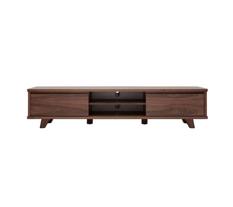 Meuble TV Vintage Bois Foncé Noyer 2 Portes L180 Cm Fifties