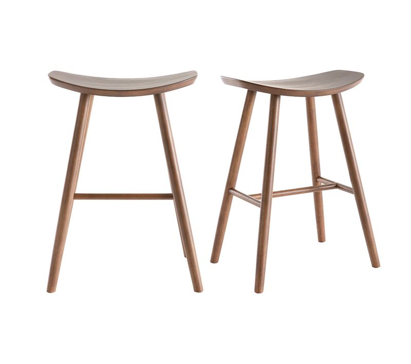 Tabourets De Bar Noyer H65 Cm (lot De 2) Demory