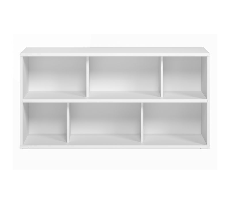 Bibliothèque Basse Finition Bois Blanc L140 Cm Epure