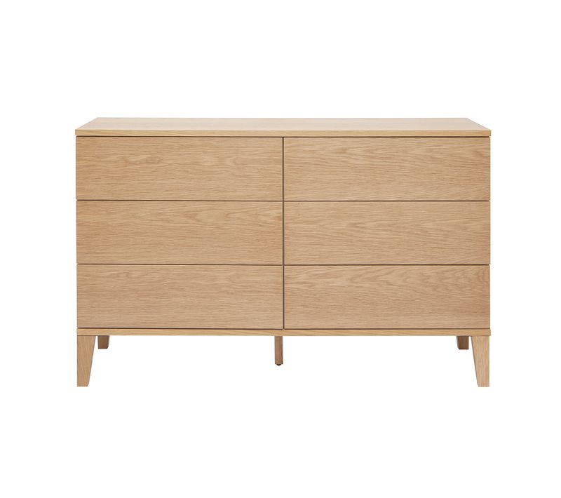 Commode En Bois Clair Chêne 6 Tiroirs L120 Cm Freddy