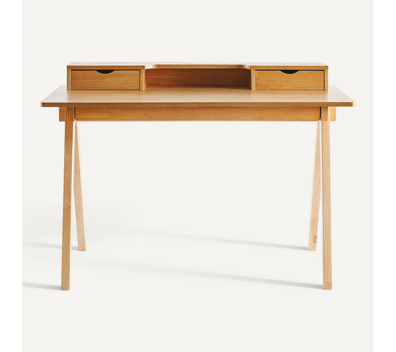 Bureau Avec Rangements Bois Clair L120 Cm Pulito