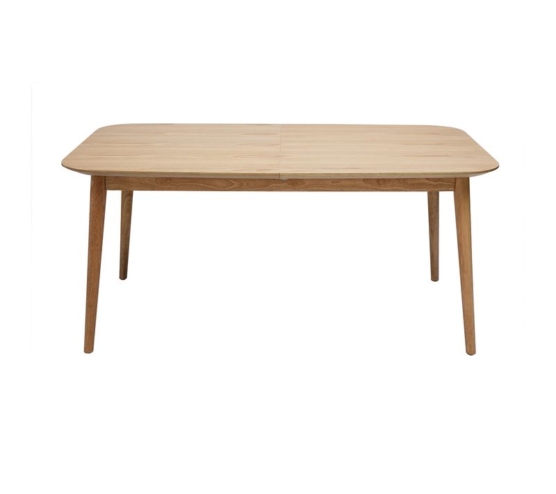 Table Extensible Rallonges Intégrées Rectangulaire En Bois Clair Chêne L160-210 Cm Ank