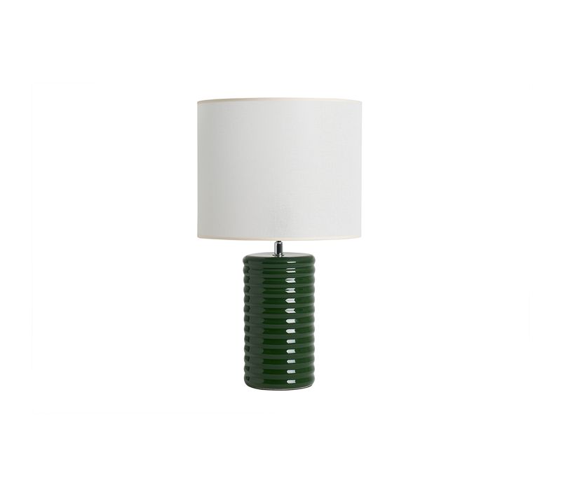 Lampe à Poser En Céramique émaillée Vert Foncé Et Abat-jour écru H53 Cm Berro