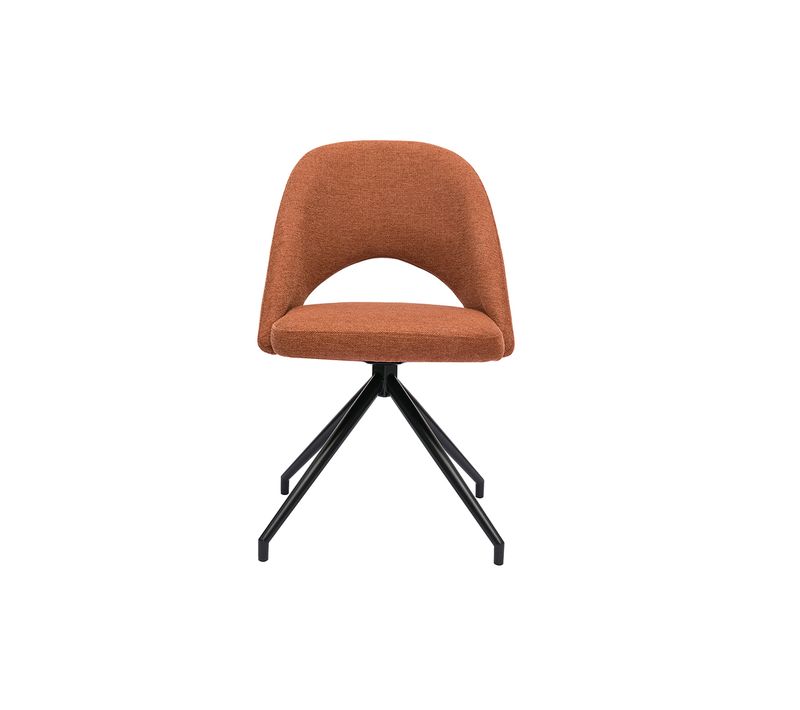 Chaise Pivotante 360° En Tissu Effet Velours Texturé Terre Brûlée Et Métal Noir Cosette
