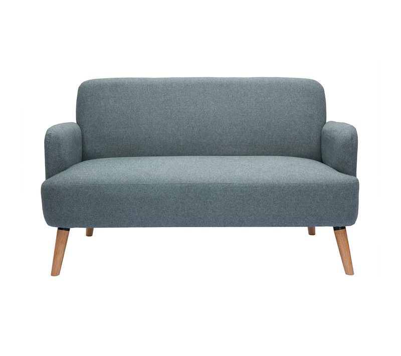 Canapé Scandinave 2 Places En Tissu Vert De Gris Et Bois Clair Isko