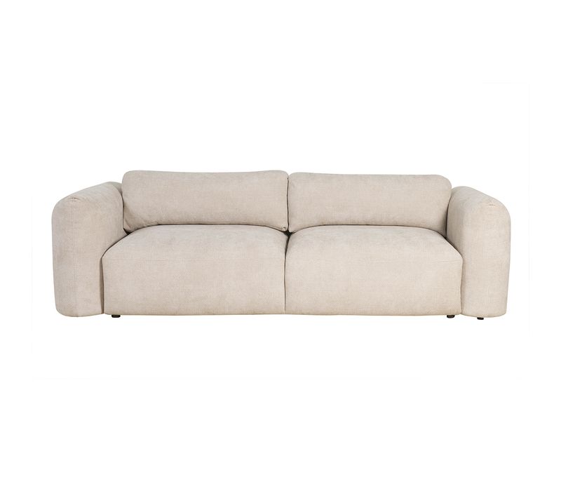 Canapé Convertible Avec Coffre 4 Places En Tissu Velours Chenille Beige Crush