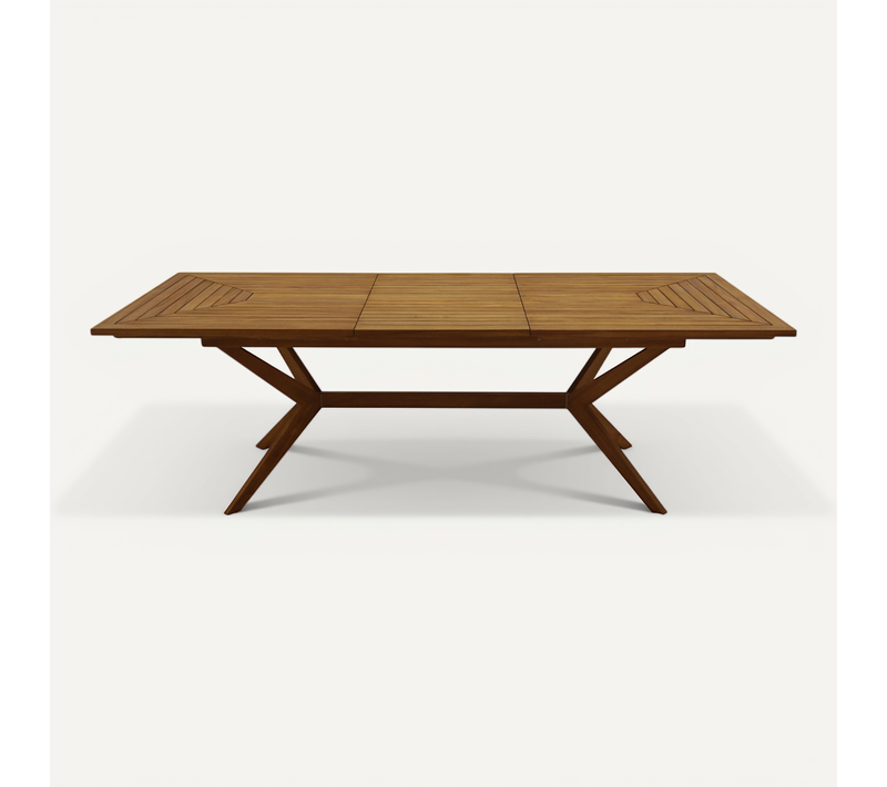 Table De Jardin Extensible Rallonges Intégrées En Bois Massif L180-240 Cm Santo