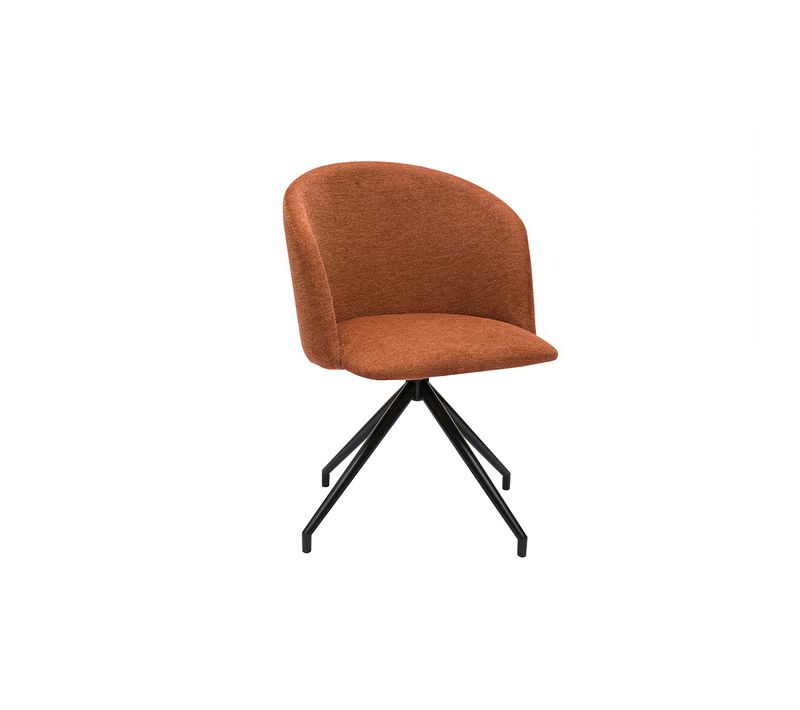Chaise Design Pivotante 360° En Tissu Effet Velours Texturé Terre Brulée Et Métal Noir Vanity