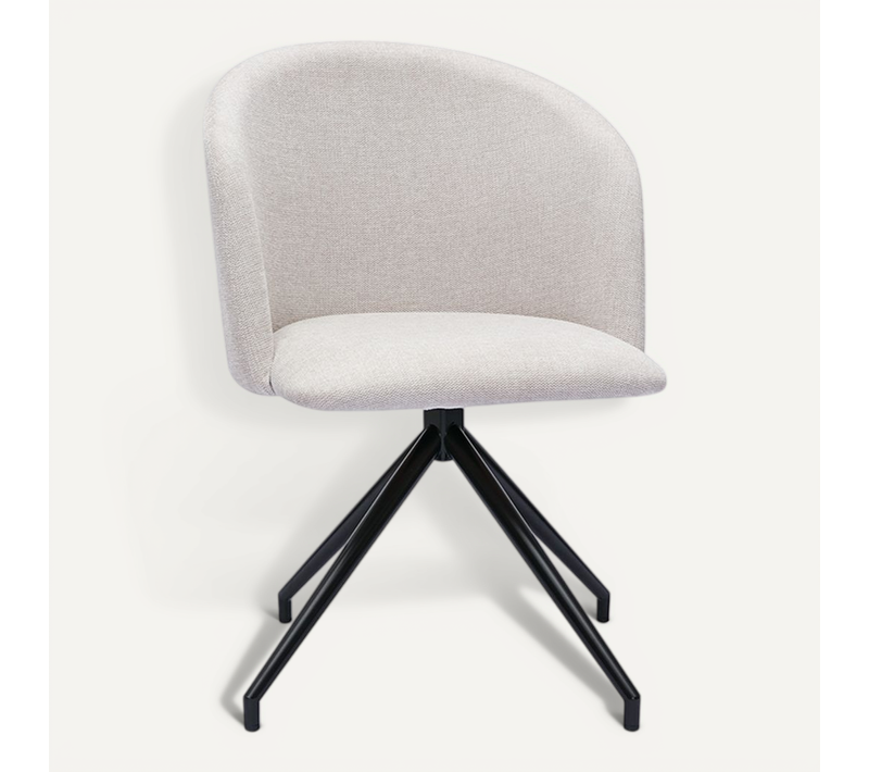 Chaise Design Pivotante 360° En Tissu Effet Velours Texturé Beige Et Métal Noir Vanity