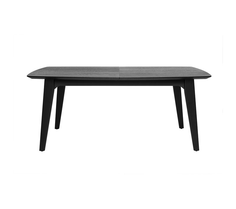 Table Extensible Rallonges Intégrées Rectangulaire En Bois Noir Frêne L180-230 Cm Fifties