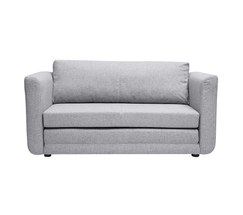 Canapé Convertible 2 Places En Tissu Gris Clair Leon