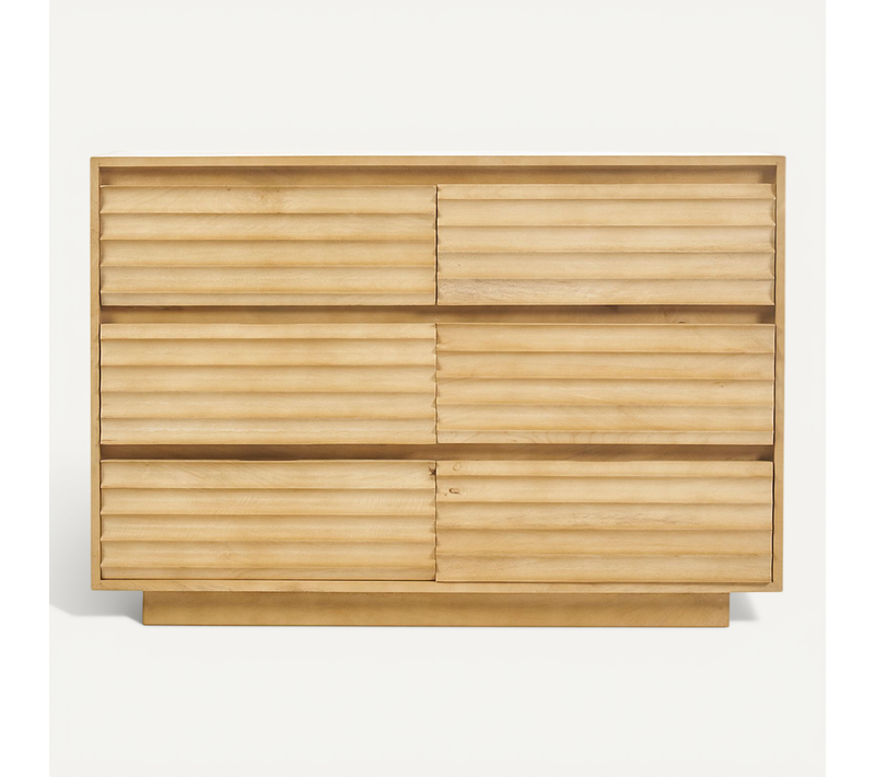 Commode En Bois Manguier Massif 6 Tiroirs L110 Matcha