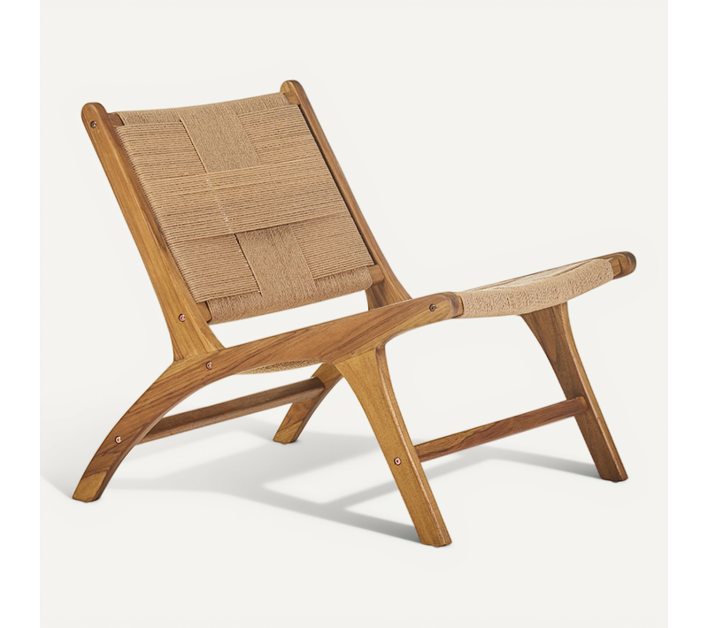 Fauteuil Lounge En Bois Teck Massif Et Corde Tressée Yari