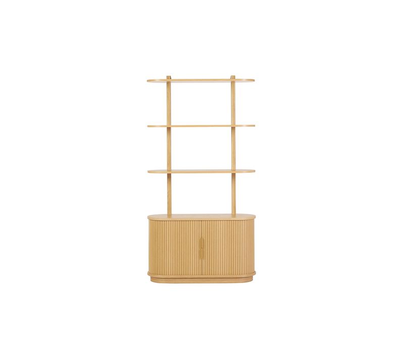 Bibliothèque Finition Bois Clair Chêne Avec Rangement 2 Portes Coulissantes L90 Cm Epic