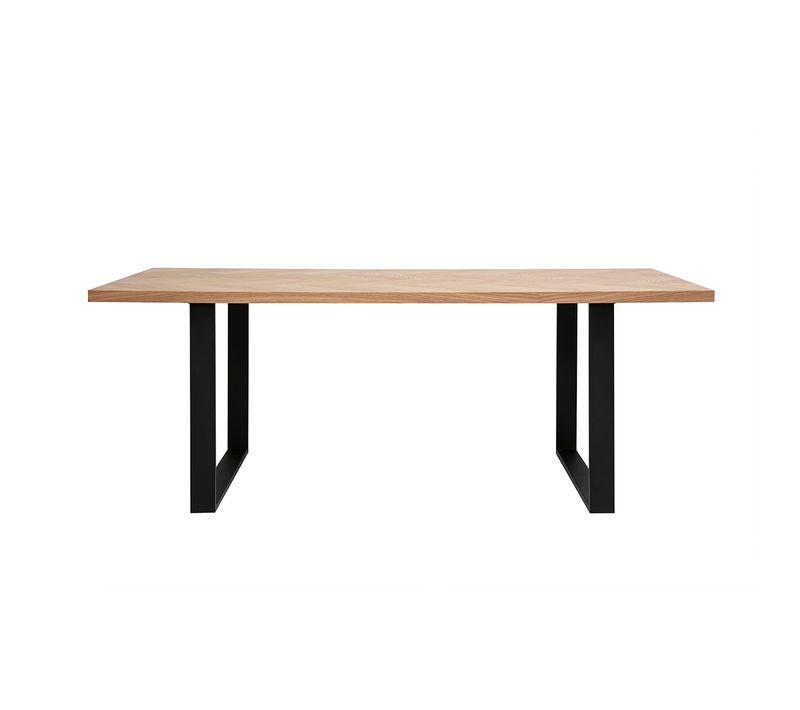 Table à Manger Rectangulaire Finition Bois Chêne Et Métal Noir L200 Cm Magda