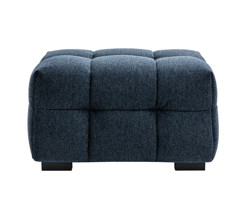 Pouf Repose-pieds Design En Tissu Effet Velours Texturé Bleu Foncé Corto